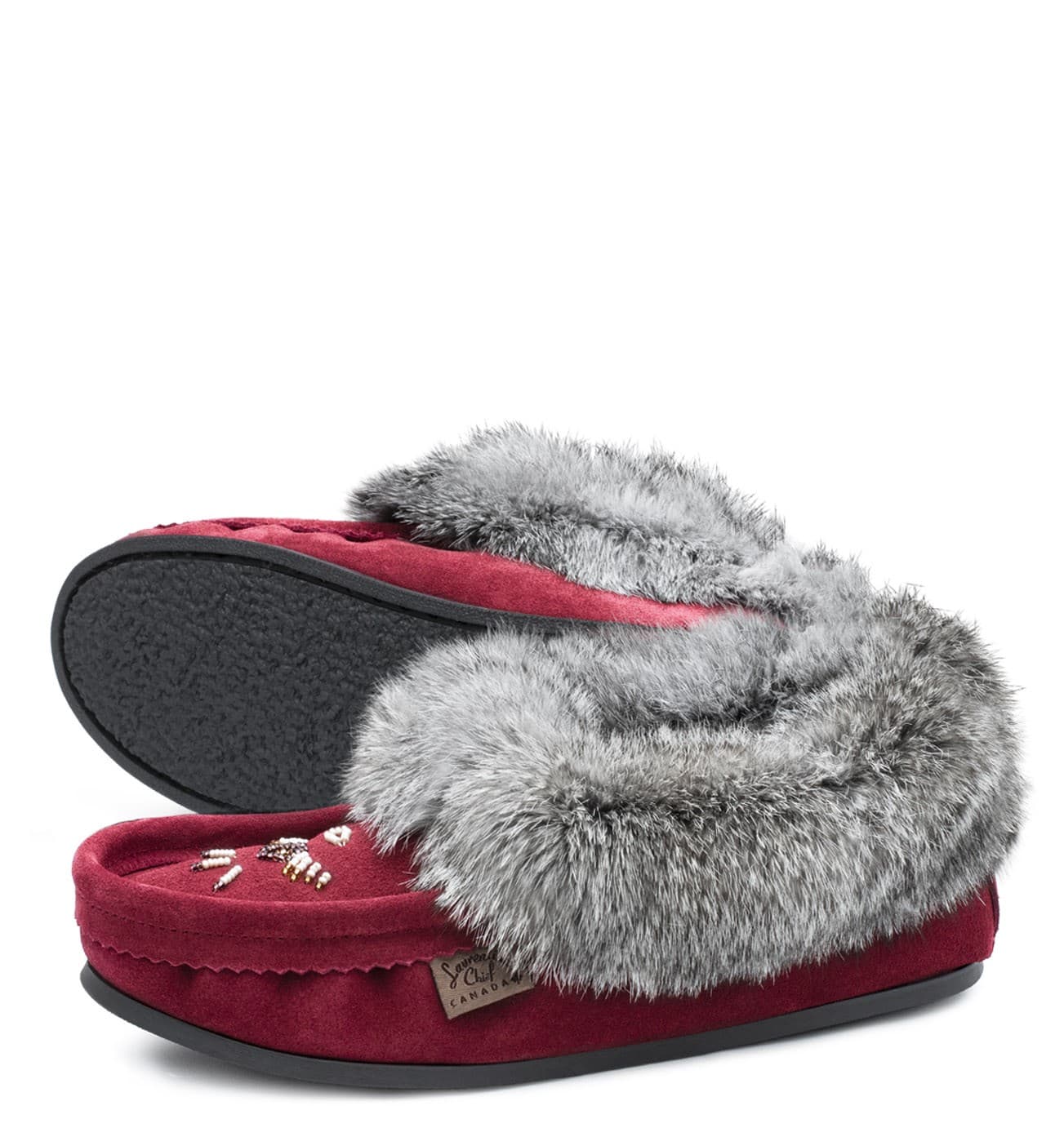 Pantoufle Collet Fourr. Orlon, Perlé, Crepex Noir