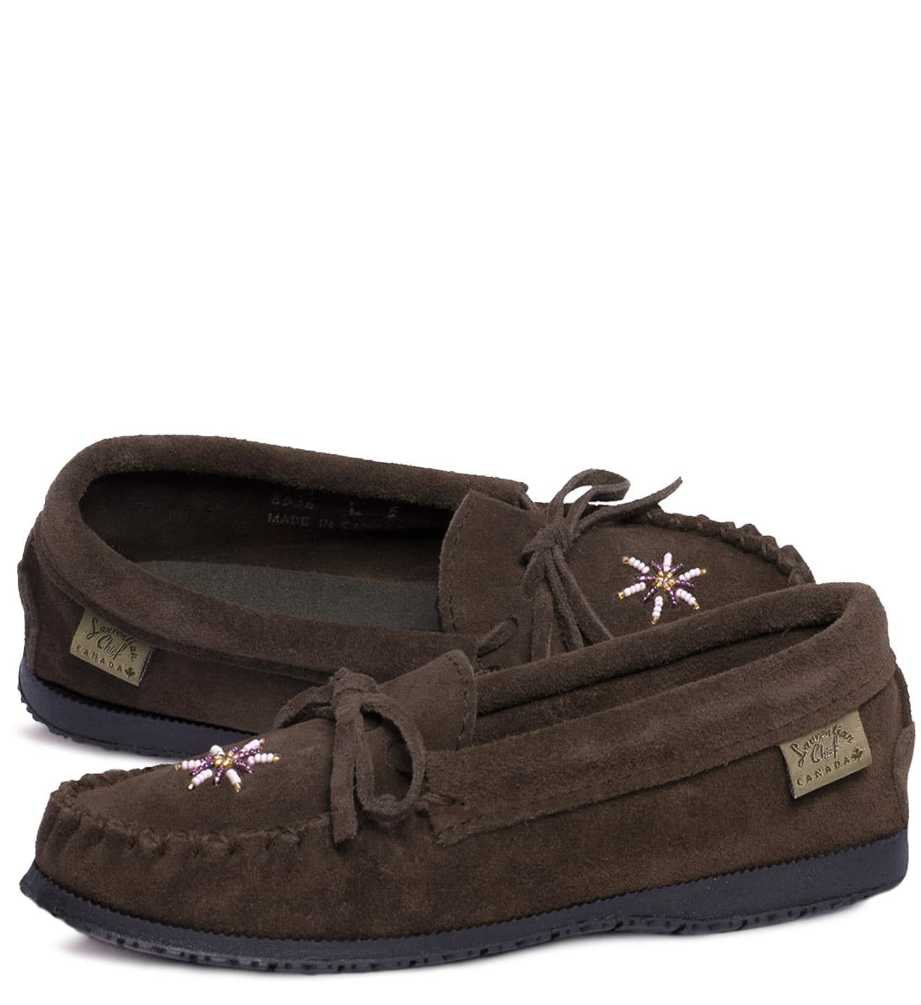 Mocassins, Perlé, Semelle Indienne Noire