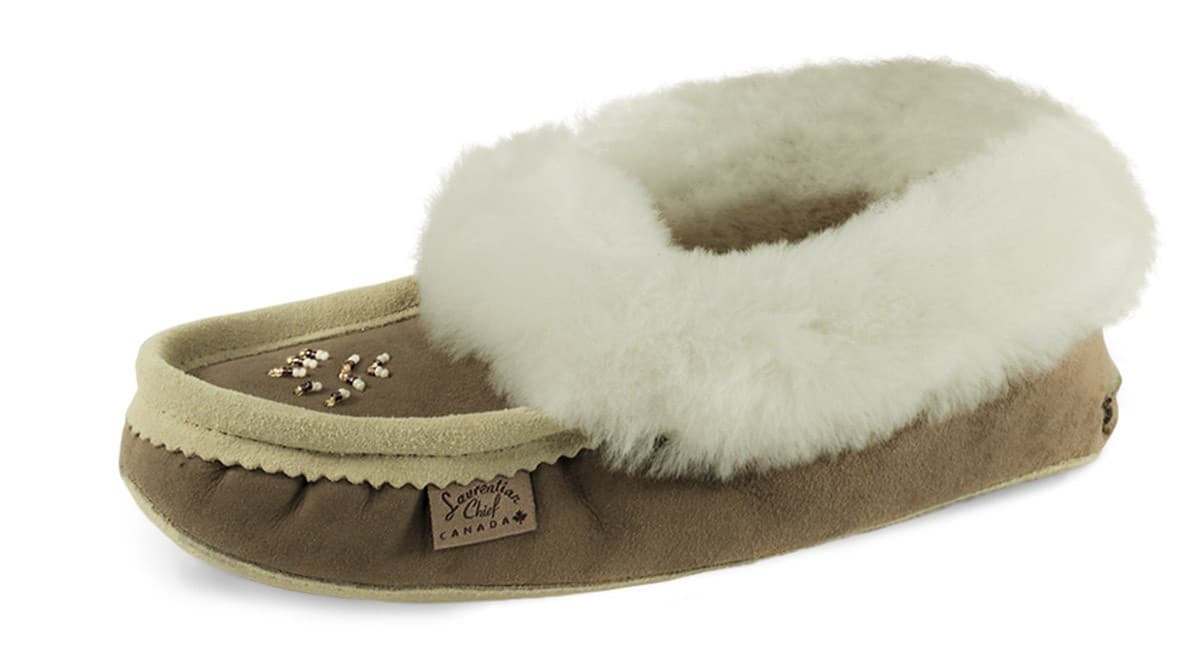 Pantoufle Collet Mouton Renv. Perlé, Sem. Dble