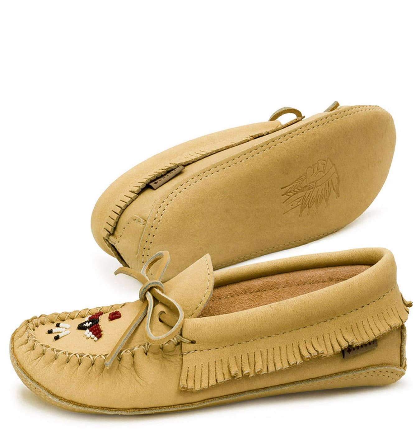 Mocassins, Fr. Large Perlé Semelle Double Fait de Cuir Durable