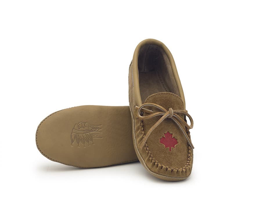 Mocassins Canada 150ième, Lacé Simple, Sem. Double Ski Fait de Cuir